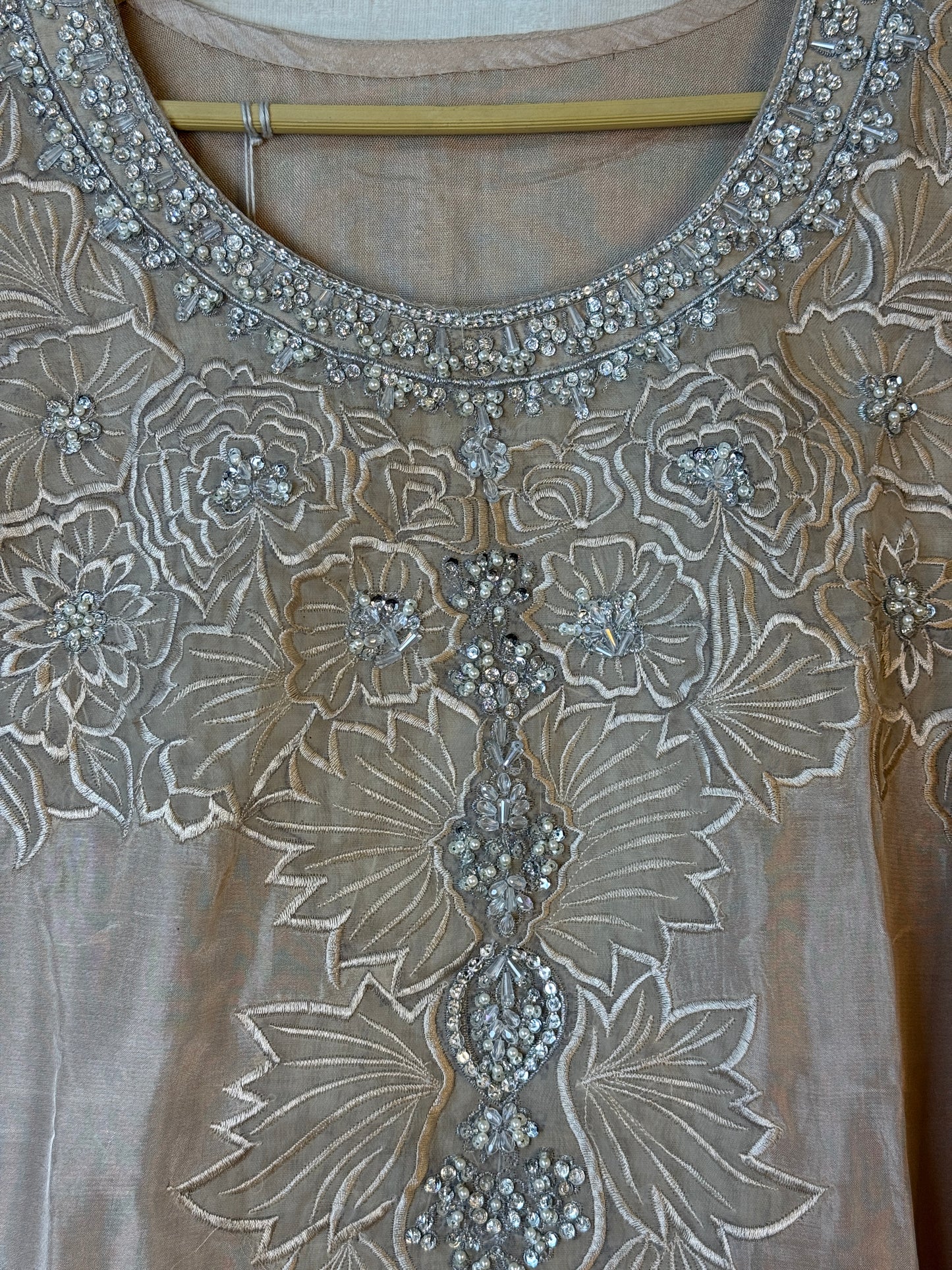 Beige 3 Piece Embroided Suit - BB2011